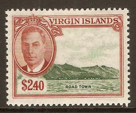 British Virgin Islands 1952 $2.40 Yellowish green and red-brown.