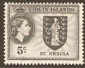 British Virgin Islands 1956 5c Grey-black. SG154.