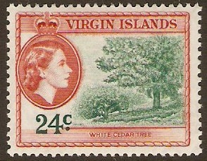 British Virgin Islands 1956 24c Myrtle-grn and brn-orange. SG157