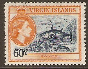 British Virgin Islands 1956 60c Indigo and yellow-orange. SG158.