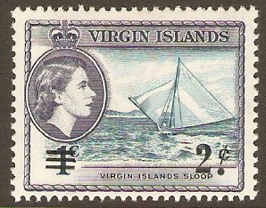 British Virgin Islands 1962 2c on 1c New Currency Series. SG163.