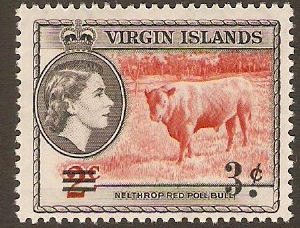 British Virgin Islands 1962 3c on 2c New Currency Series. SG164.