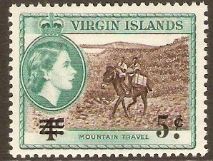 British Virgin Islands 1962 5c on 4c New Currency Series. SG166.