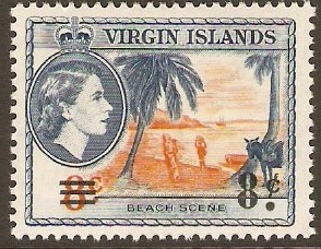 British Virgin Islands 1962 8c on 8c New Currency Series. SG167.