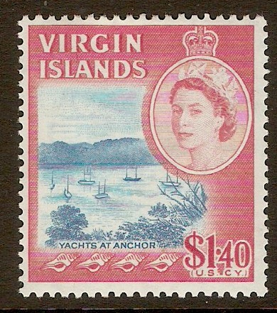 British Virgin Islands 1964 $1.40 Light blue and rose. SG191.