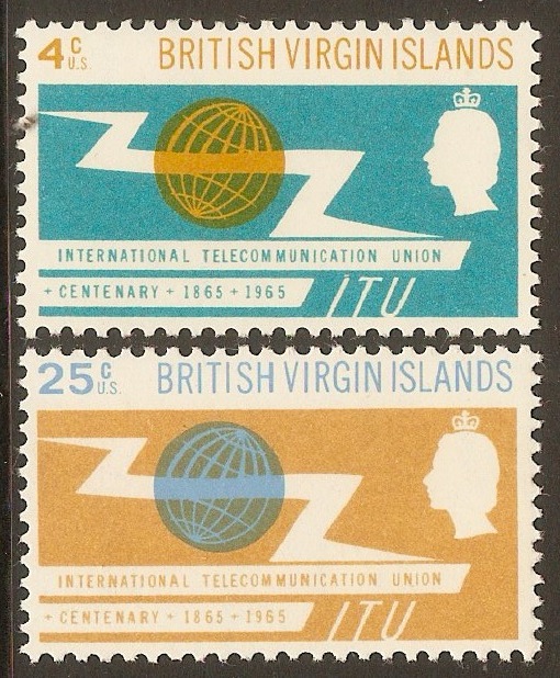 British Virgin Islands 1965 ITU Centenary Stamps. SG193-SG194.