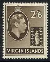 British Virgin Islands 1938 2s.6d Sepia. SG118a.