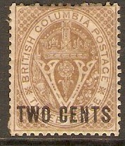 British Columbia 1868 2c brown. SG28.