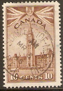 Canada 1942 10c Brown. SG383. MPO 610.
