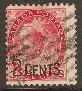 Canada 1899 2c on 3c Carmine. SG171.