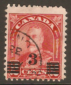 Canada 1932 3c on 2c Scarlet - Die II. SG314a.