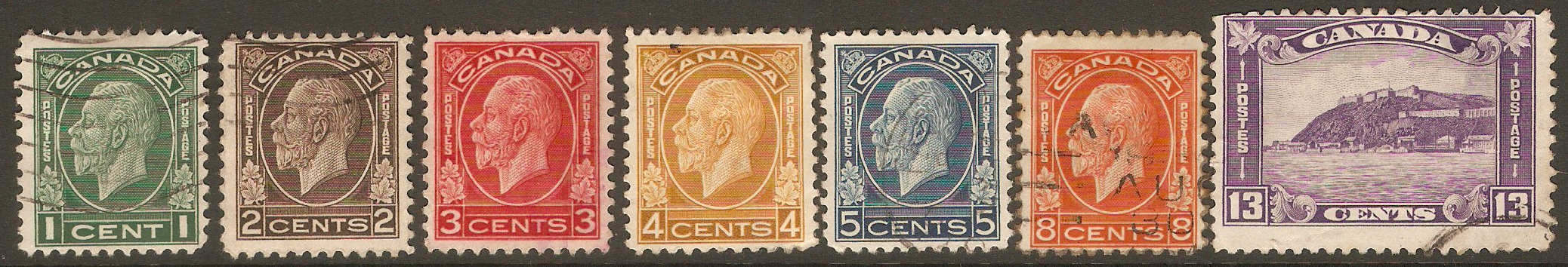 Canada 1932 King George V definitive set. SG319-SG325.
