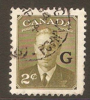 Canada 1950 2c Olive-green - Official stamp. SGO180.