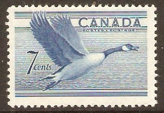 Canada 1952 7c Blue - Canada Goose. SG443.