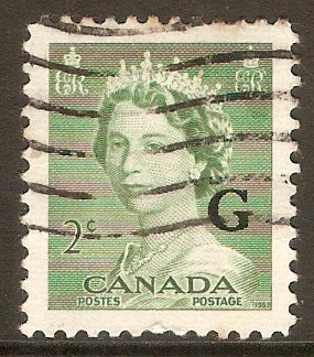 Canada 1953 2c Green - Official stamp. SGO197.