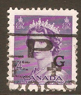 Canada 1953 4c Violet - Official stamp. SGO199.