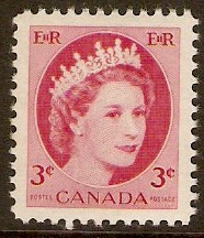 Canada 1954 3c Carmine. SG465.