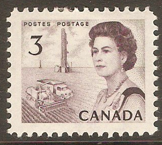 Canada 1967 3c Slate-purple - QEII definitive series. SG581.