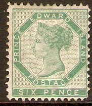 Prince Edward Island 1862 6d blue-green. SG18.