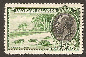 Cayman Islands 1935 5s Green and black. SG106.