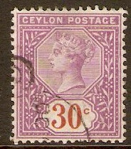 Ceylon 1893 30c Bright mauve and chestnut. SG247.