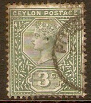 Ceylon 1899 3c Deep green. SG257.