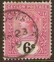 Ceylon 1899 6c Rose and black. SG259.