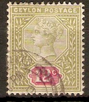 Ceylon 1899 12c Sage-green and rose. SG260.