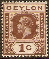 Ceylon 1921 1c Brown. SG338.