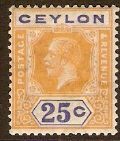 Ceylon 1921 25c Orange-yellow and blue. SG351b.