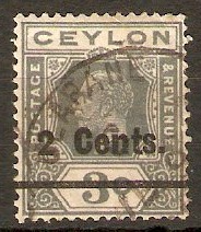 Ceylon 1926 2c on 3c Slate-grey. SG361.