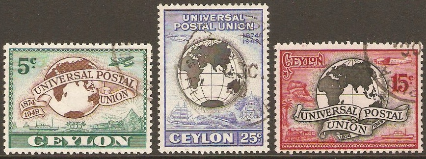 Ceylon 1949 UPU Anniversary Set. SG410-SG412.