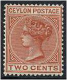 Ceylon 1899 2c. Pale Orange-Brown. SG256.