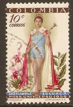 Colombia 1959 10c Miss Universe Stamp. SG952.