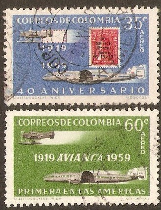 Colombia 1959 AVIANCA Air Mail Anniversary set. SG998-SG999.