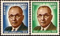 Colombia 1961 Alfonso Lopez Anniversary. SG1063-SG1064.
