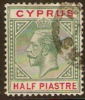 Cyprus 1912 ½pi Green and carmine. SG75.