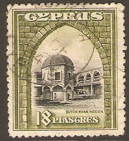 Cyprus 1934 18pi Black and olive-green. SG142.