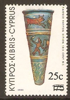 Cyprus 1983 25c on 175m Ancient Artifacts Series. SG617