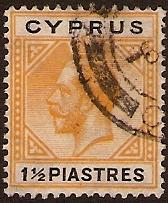 Cyprus 1921 1½pi. Yellow and Black. SG91.