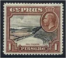 Cyprus 1934 1pi. Black and Red-Brown. SG136.