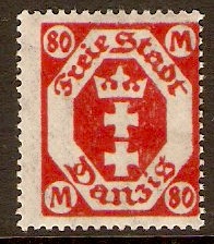 Danzig 1921 80m Red. SG111.