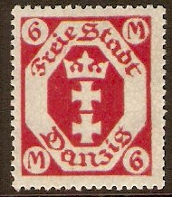 Danzig 1921 6m Red. SG87.