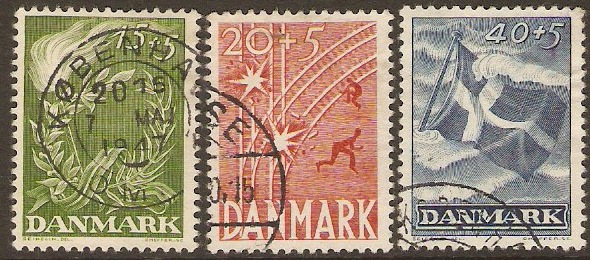Denmark 1947 Liberation Fund Stamps Set. SG350-SG352.