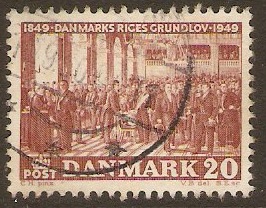 Denmark 1949 20o Constitution Centenary Stamp. SG374.