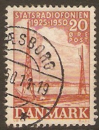 Denmark 1950 20o Broadcasting Anniversary Stamp. SG376.