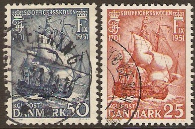 Denmark 1951 Naval Officers College Stamps Set. SG378-SG379.