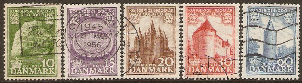 Denmark 1953 1000 Year Kingdom Anniversary Set. SG387-SG391.