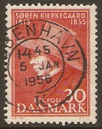 Denmark 1955 30o Scarlet - Kierkegaard Commemoration. SG405.