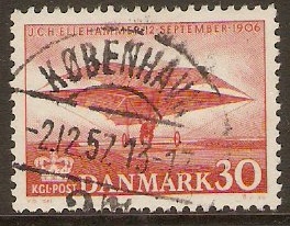 Denmark 1956 30o Scarlet - First Flight Anniversary stamp. SG406